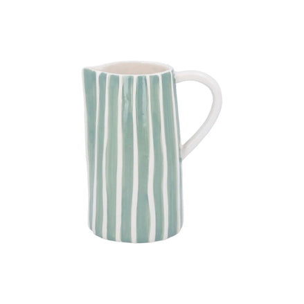 Sage Stripe Stoneware Jug, Medium