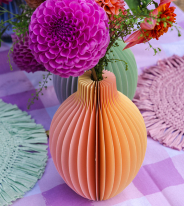 Yellow & Orange Ombre Honeycomb Paper Bud Vase