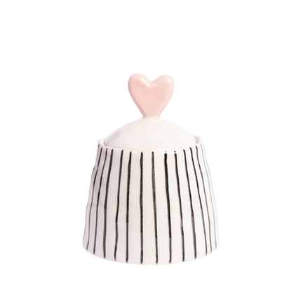 Stripe Small Jar with Lid | Heart/Stripe
