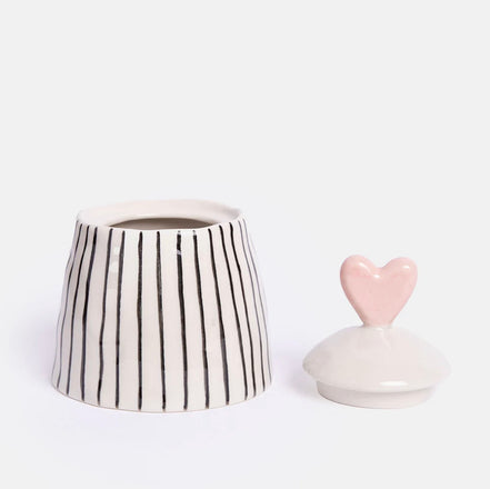 Stripe Small Jar with Lid | Heart/Stripe