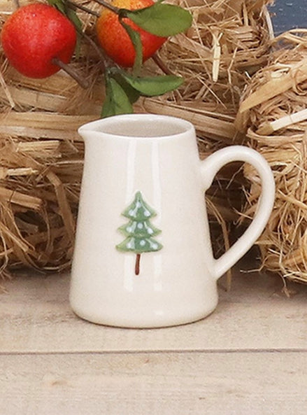 Stoneware Mini Jug with Green Tree