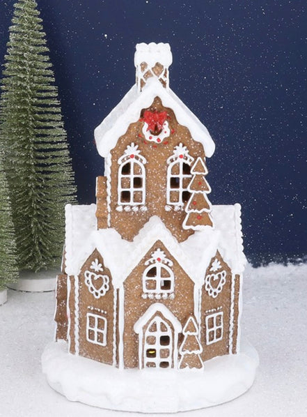 White Iced Light Up Gingerbread Village