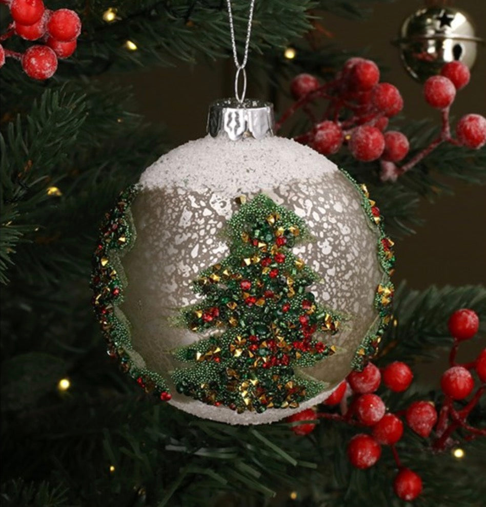 Green and White Multicoloured Tree Bauble