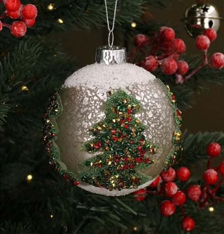 Green and White Multicoloured Tree Bauble