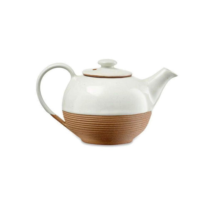 Mali Ribbed Teapot - White and Terracotta