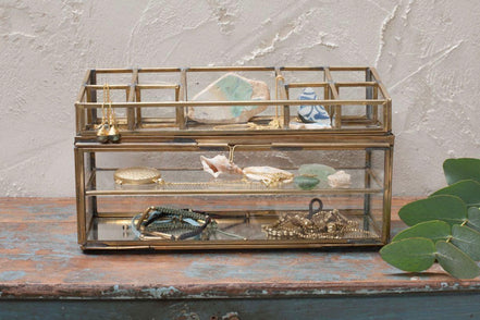 Antique Brass Bequai Open Jewellery Box