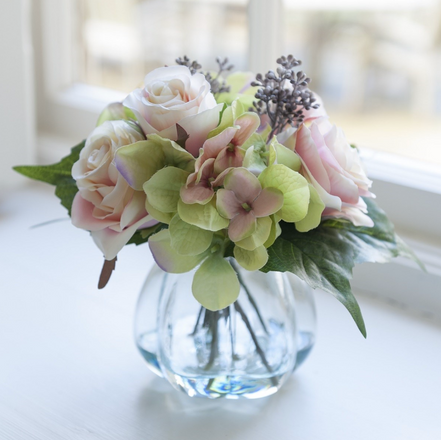 Rose & Hydrangea in Curve Vase