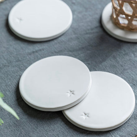 Ceramic Coasters Round - Set of 4 White