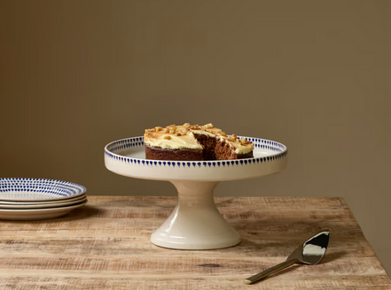 Indigo Drop Ceramic Stand - Cream & Indigo