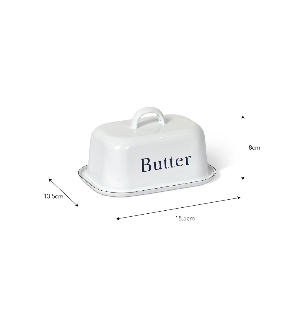 Enamel 'Butter' Dish - White
