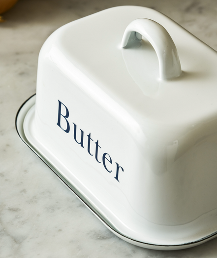 Enamel 'Butter' Dish - White