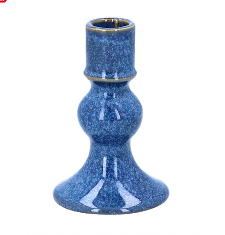 Porcelain Short Candlestick - Blue