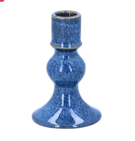 Porcelain Short Candlestick - Blue