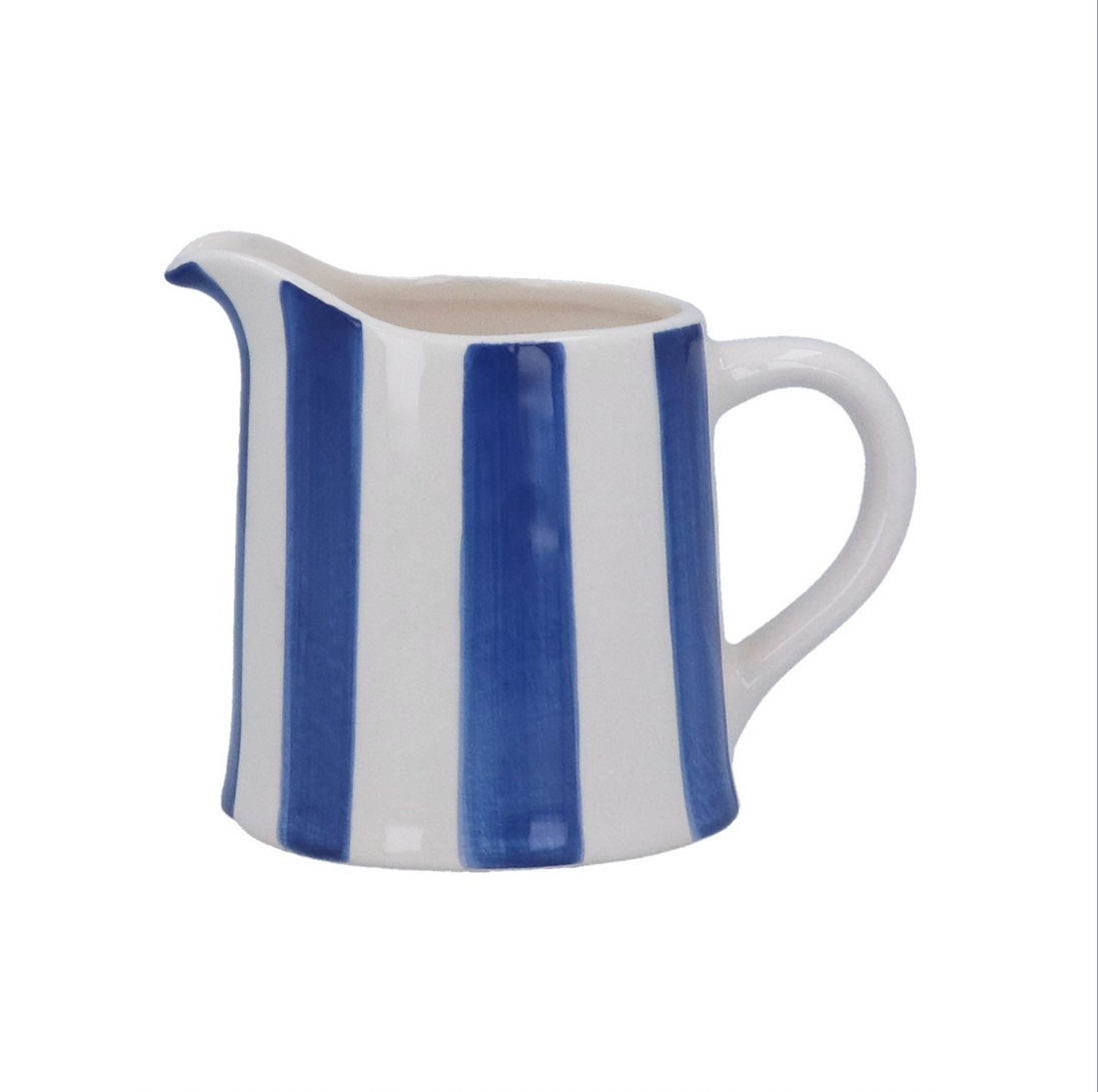 Stripe Ceramic Jug  - Navy