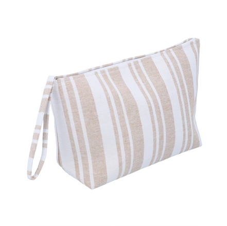 Stripe Fabric Washbag - Beige