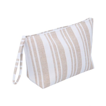 Stripe Fabric Washbag - Beige