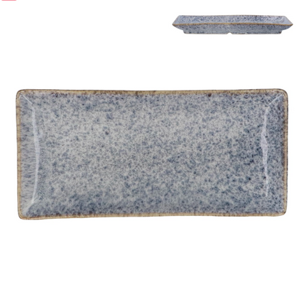 Blue Speckled Stoneware Rectangle Plate