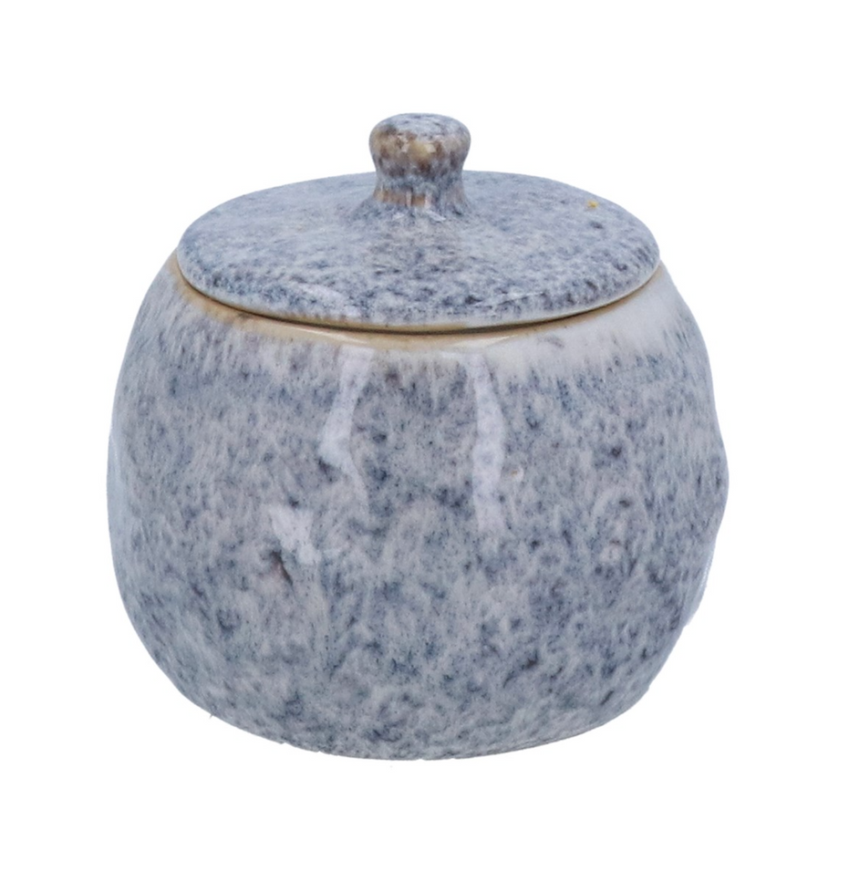 Blue Speckled Stoneware Pot with Lid - Small