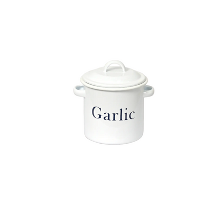 Enamel Garlic Store - White