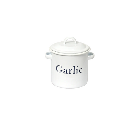 Enamel Garlic Store - White