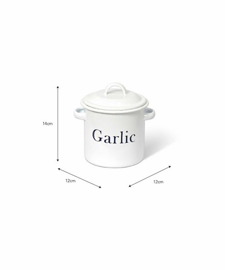 Enamel Garlic Store - White
