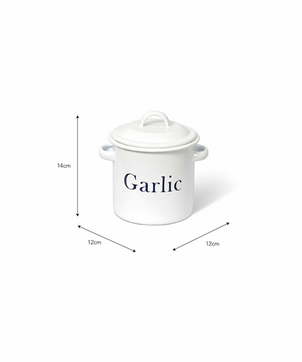 Enamel Garlic Store - White