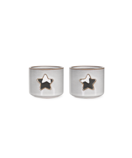 Ithaca Tealight Holders Set of Two - White
