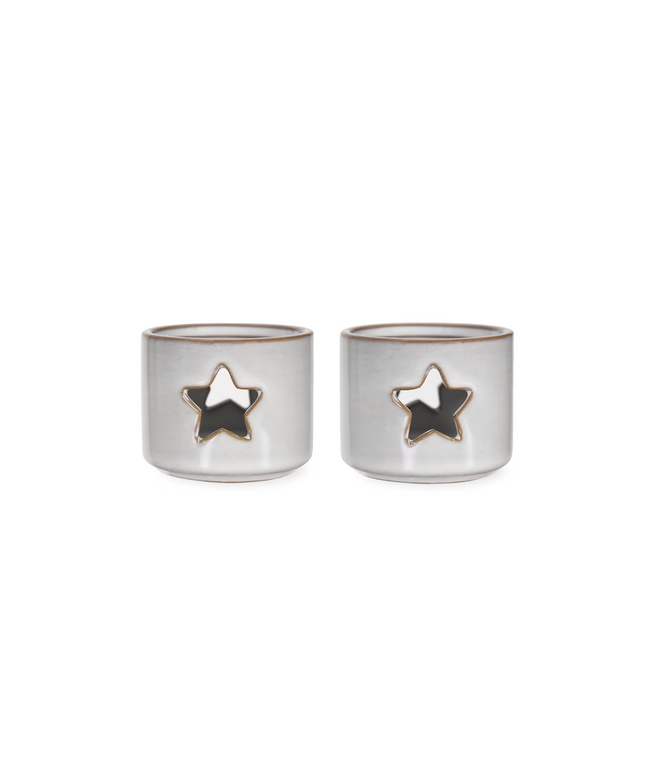 Ithaca Tealight Holders Set of Two - White