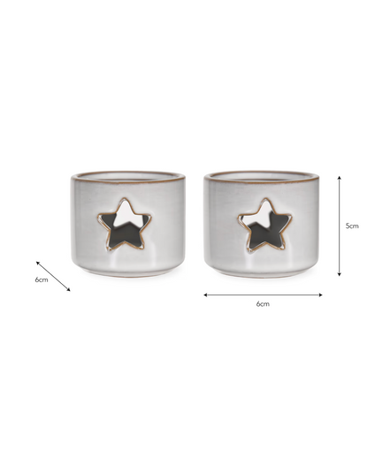 Ithaca Tealight Holders Set of Two - White
