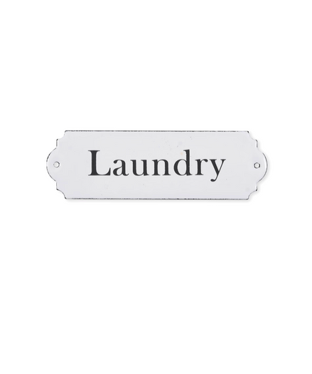 Enamel Laundry Sign - White