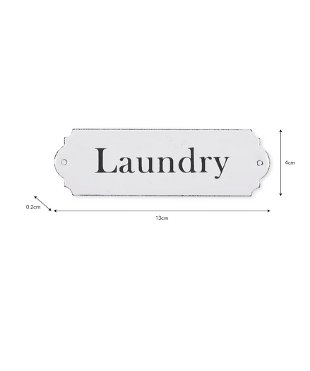 Enamel Laundry Sign - White