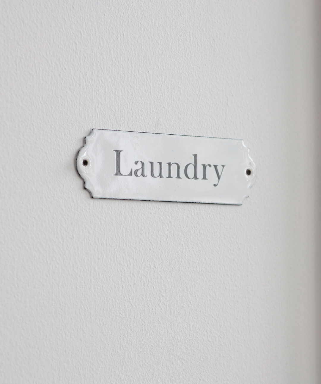 Enamel Laundry Sign - White