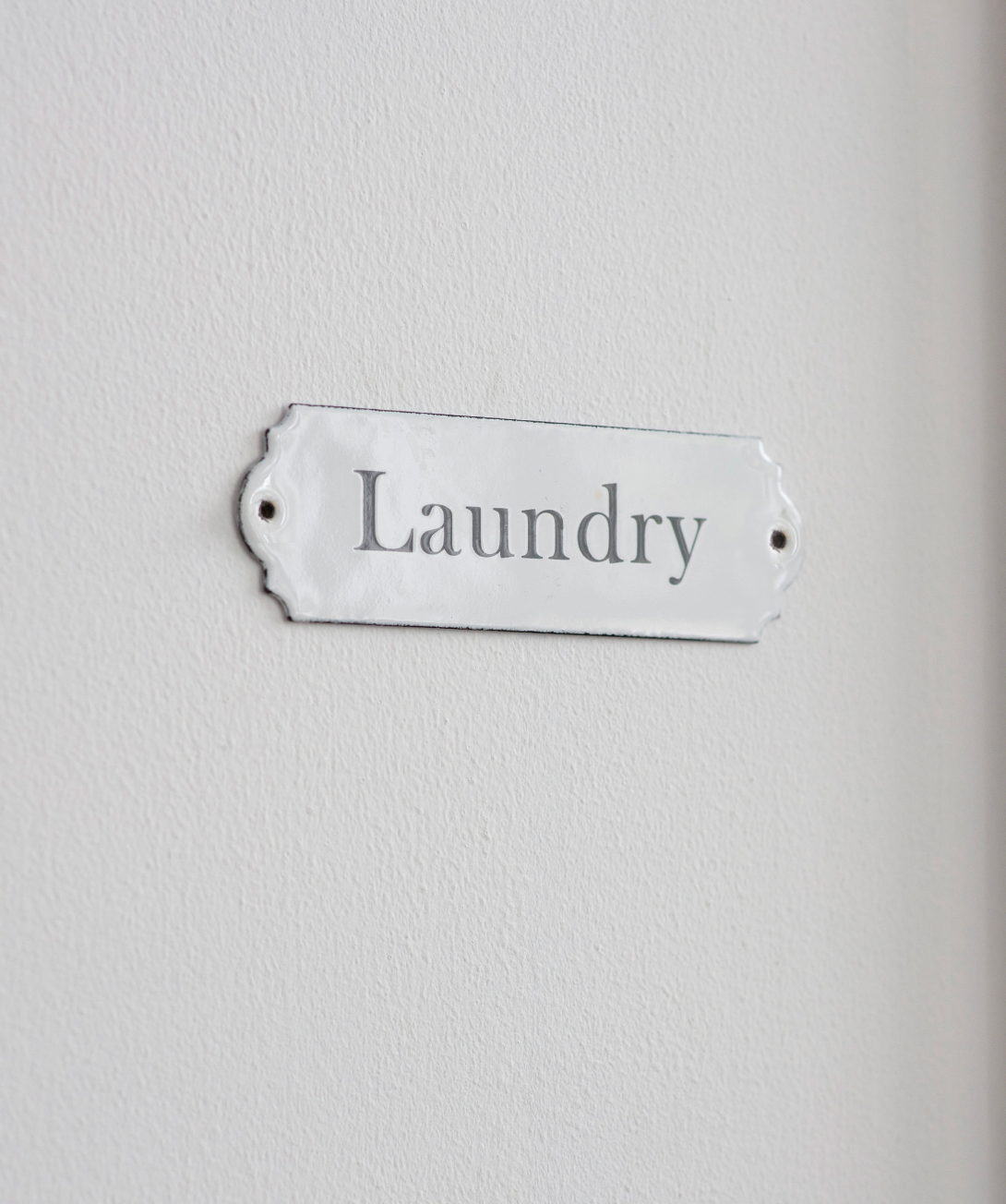 Enamel Laundry Sign - White