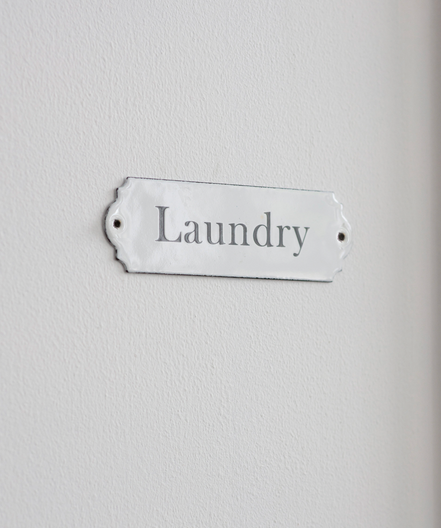 Enamel Laundry Sign - White