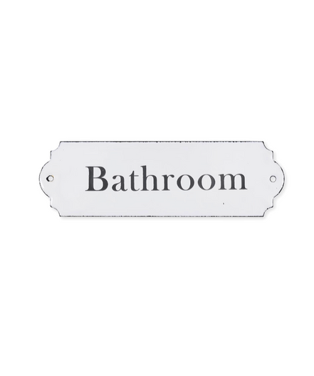 Enamel Bathroom Sign - White