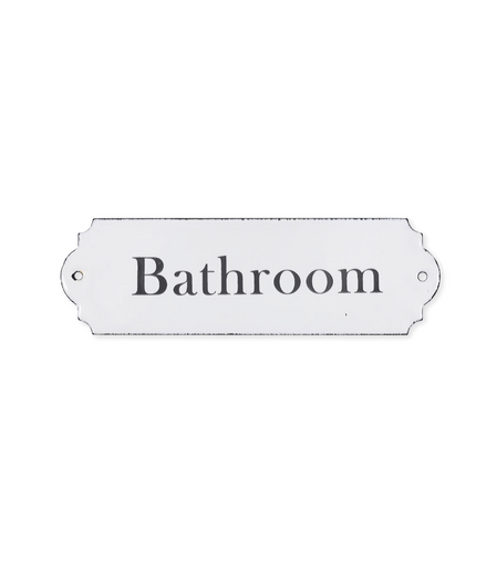 Enamel Bathroom Sign - White
