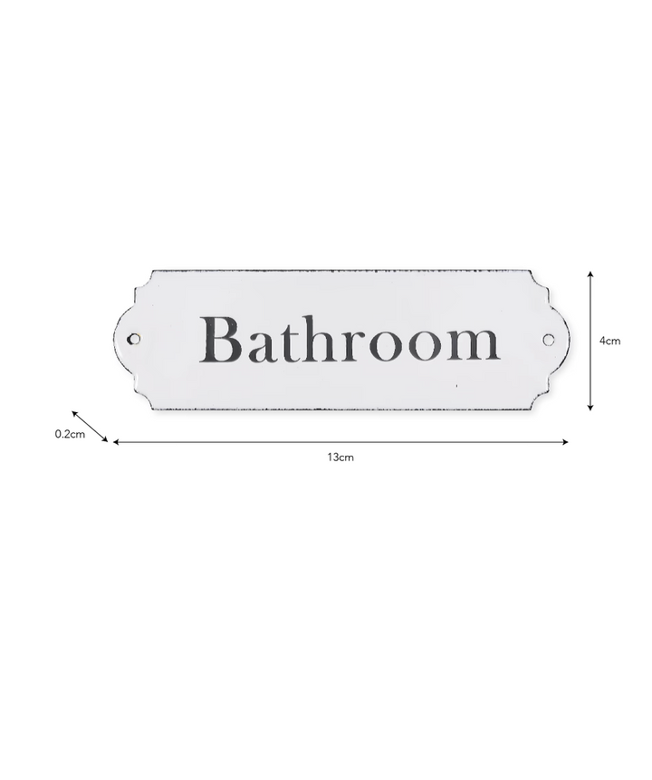 Enamel Bathroom Sign - White