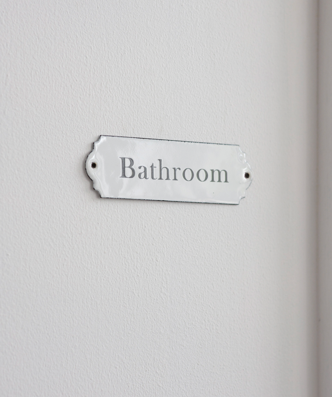 Enamel Bathroom Sign - White