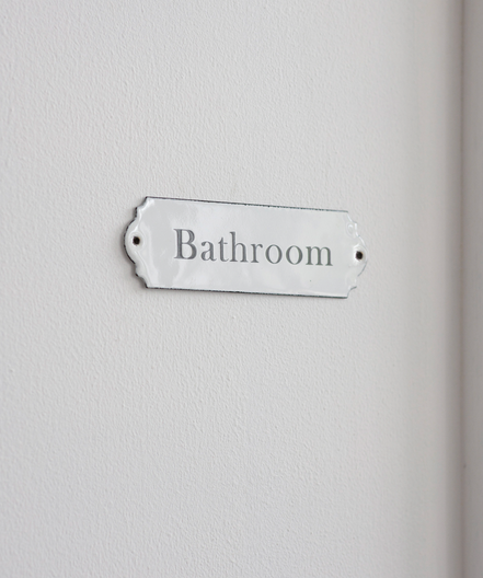 Enamel Bathroom Sign - White