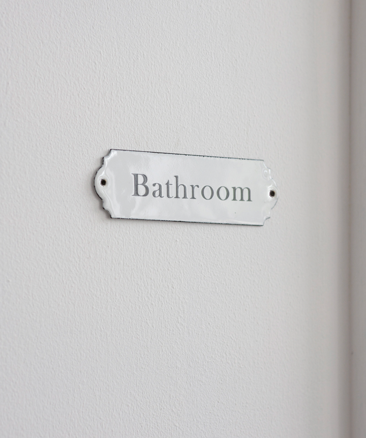 Enamel Bathroom Sign - White