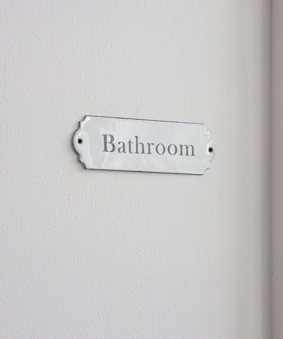 Enamel Bathroom Sign - White