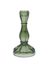 Small Glass Hourglass Candlestick - Green