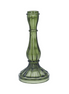 Large Glass Hourglass Candlestick - Green