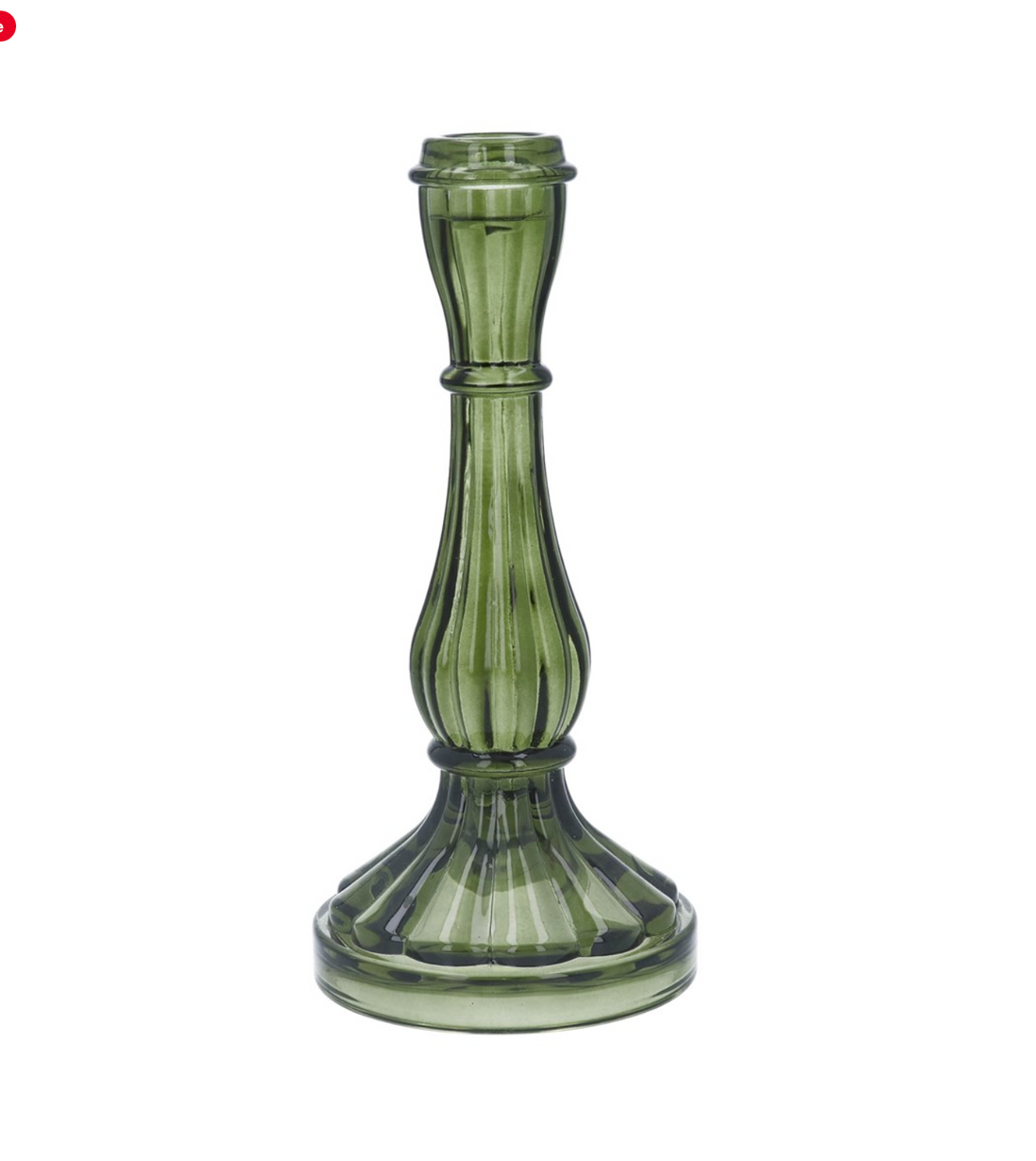 Large Glass Hourglass Candlestick - Green