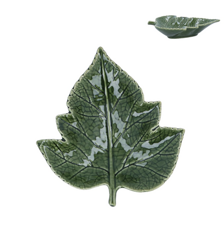 Mini Ceramic Grape Leaf Dish - Green