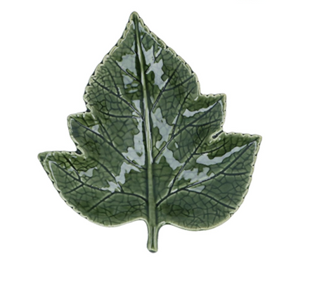 Mini Ceramic Grape Leaf Dish - Green