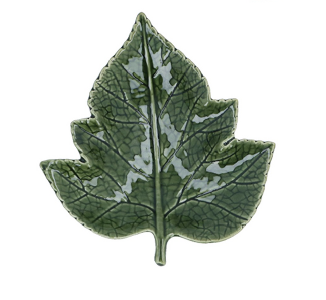 Mini Ceramic Grape Leaf Dish - Green