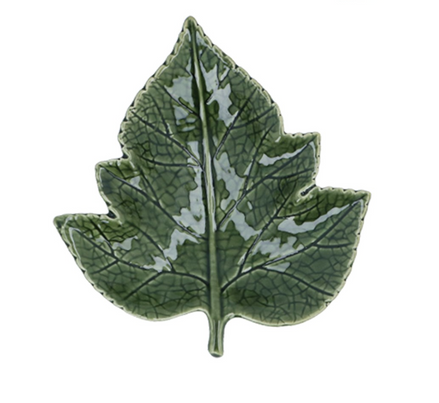 Mini Ceramic Grape Leaf Dish - Green