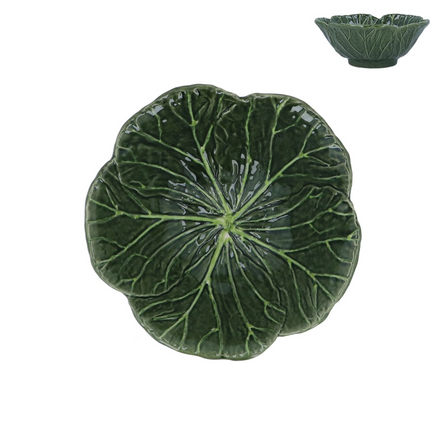 Medium Cabbage Stoneware Bowl - Green