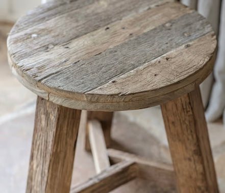 Ibo Reclaimed Wood Round Side Table-Natural